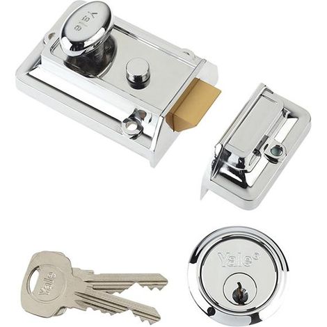 Yale P77 Traditional Nightlatch with 60mm Backset in Chrome Finish