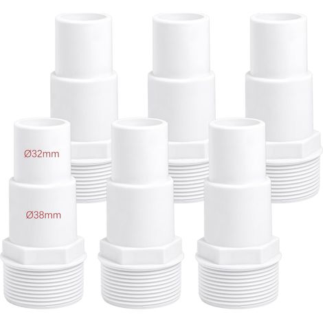Lot de 6 raccords de Tuyau pour Piscine - Diamètre: 32/38 mm sur 1,5",Skimmer ou à Une Pompe,Le raccord de Tuyau est Compatible avec Les tuyaux de Piscine Courants (1/4)