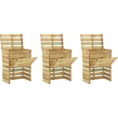 vidaXL Composteur de jardin à lattes 3 pcs 80x50x100 cm Pin imprégné (1/5)