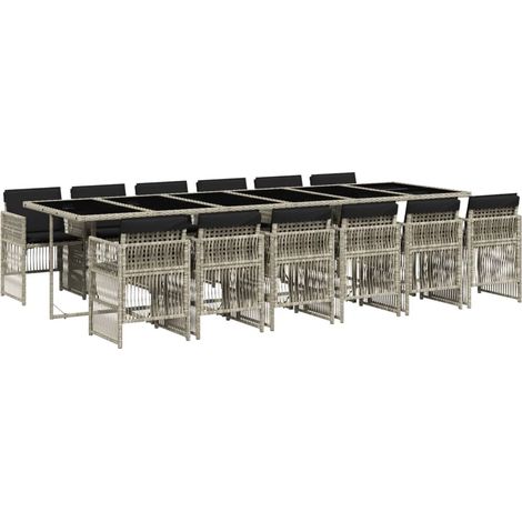 vidaXL Set da Pranzo da Giardino 13pz con Cuscini Grigio in Polyrattan