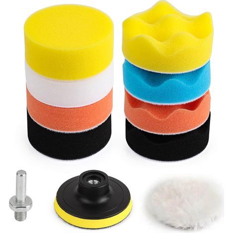 11-teiliges 80-mm-Polierpad, Polierschwamm, Polierschwamm-Set für mit M10/M14-Bohrer, Wollpolierpad zum Autopolieren, Schleifen, Wachsen (1/5)