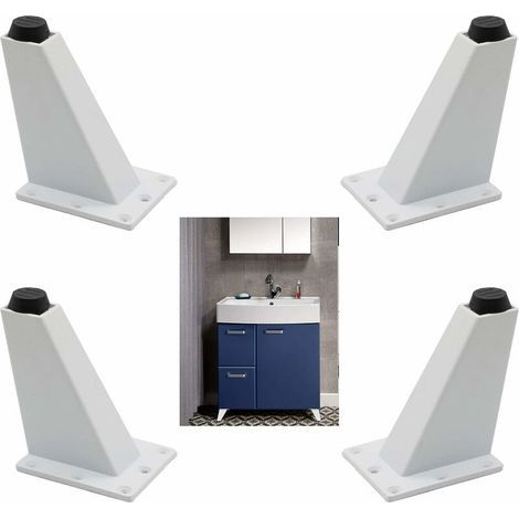 Alliage d'Aluminium 4 Pièces Pieds Réglables Meubles Jambes Cuisine Jambes Worktop Bar TV Bureau Table Jambes Pieds Meubles Canapé Table Armoires éTagèRes(white 10cm) (1/5)