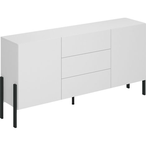 Cómoda Etsore 101, Blanco, Con cajones y puertas, Número de cajones: 0, 90x184x40cm