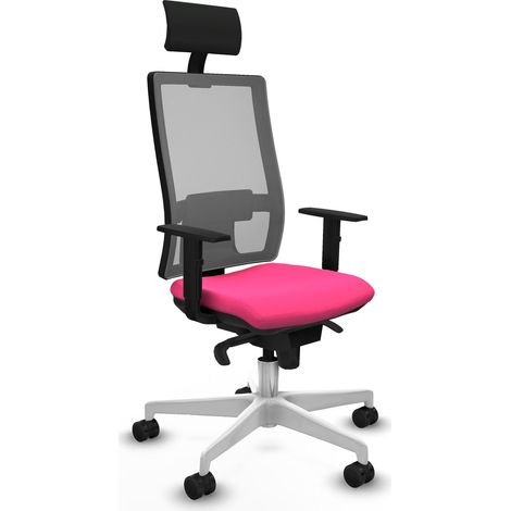 Sedia da ufficio piqueras y crespo Horna pelle sintetica rosa telaio bianco