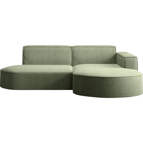 Ecksofa Designer MODENA STUDIO stoff Dicker cord Poso Hellgrün Rechts (1/5)