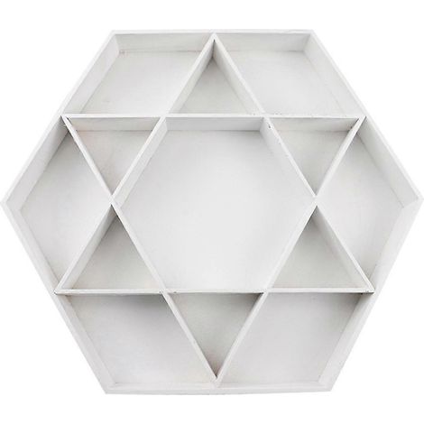 Plateau hexagonal en bois en forme d'étoile pour les fêtes, boîte de rangement pour assiettes à fruits, blanc-- (1/5)