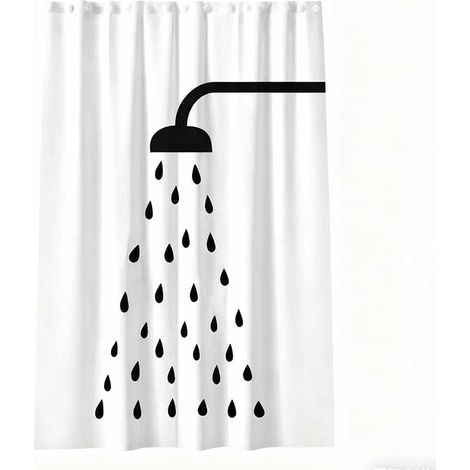 Rideau de douche anti-moisissure, motif imprimé gris et blanc, en polyester, lavable et imperméable.-180x180centimètre (1/5)
