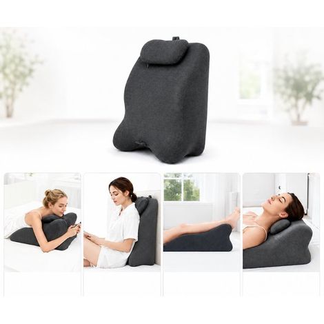 Coussin compensé 4-en-1 – Mousse mémoire – Soutien dorsal, lecture, jambes – Housse lavable – Lit et canapé (1/5)