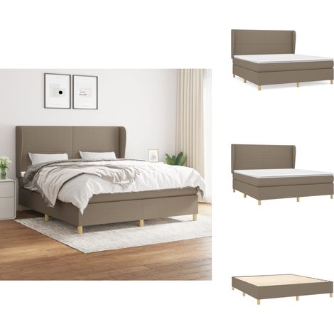 Sommier à lattes de lit avec matelas Taupe 160x200 cm Tissu - Lit Tapissier - Lit Double - Matelas Ressorts Ensachés - Literie - Chambre À Coucher (1/5)