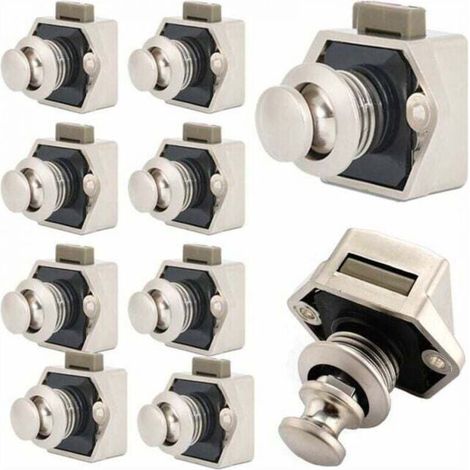 10-Piece Furniture Push Button Latch for Keyless Closing of Drawers and Doors, Metal Push Button with Latch for All Types of Home Furniture (metal push button with latch for all types of (1/4)