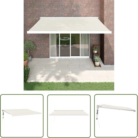 Auvent rétractable,Marquise d'entrée Anti-UV,Auvent facile à assembler crème 4,5x3 m tissu et aluminium -FR61711 (1/5)
