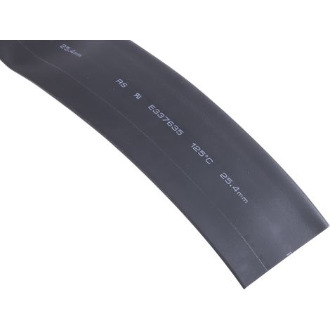 Gaine thermorétractable RS PRO, Dia. 25.4mm Noir rétreint 2:1, 3m ( Prix pour Bobine de 3 Mètres ) (1/3)