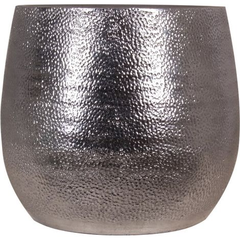[GEBRAUCHT] B-Ware Keramik Übertopf Hammerschlag Pflanzgefäß Silber 21x21cm 18cm für Innenbereich (1/2)