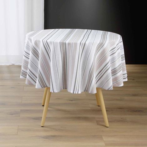 Nappe Ronde Imprimé "Melina" 180cm Gris (1/4)