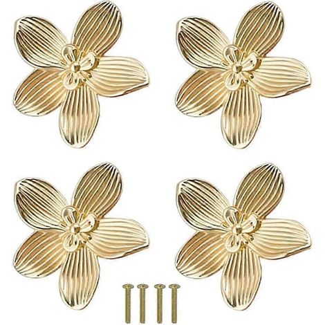 Schubladengriffe mit Blumenmuster, Möbelknöpfe in Blütenform, Kommodengriffe, Schubladengriffe, Schranktürgriffe, Antikgold (1/5)