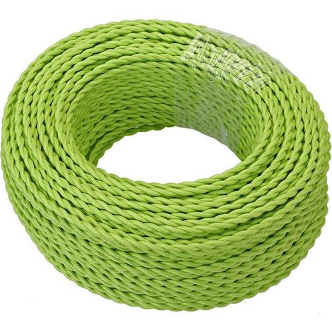 Rouleau de 100 mètres fil électrique tissé de couleur jaune vintage look retro en tissu 2