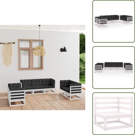 7-tlg. Garten-Lounge-Set mit Kissen Kiefer Massivholz - Garten Lounge Set - Kiefernholzmöbel - Outdoor Möbel - Gartenmöbel - Loungemöbel (1/5)