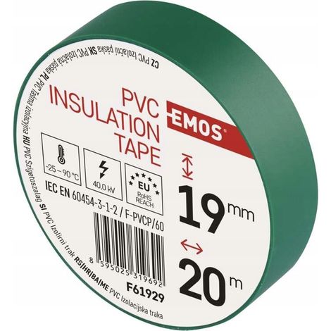 Nastro isolante in PVC 19 mm x 20 m, verde (1/2)