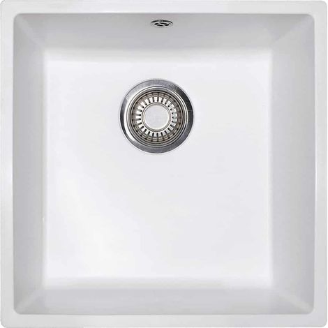 Franke – Évier 1 bac Fradura DMD610-44 – Blanc artic – Non percé pour robinetterie – Vidage gain de place 90mm inox – Résistant aux hautes températures (1/4)