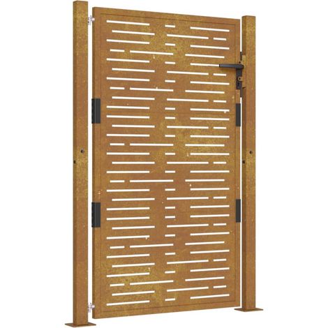 Vidaxl – Portail aluminium 105x155 cm acier corten – Système verrouillable – Design découpé au laser – Résistant aux intempéries
