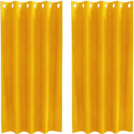 Rideaux occultants 2 pcs Jaune moutarde 140 x 175 cm Velours