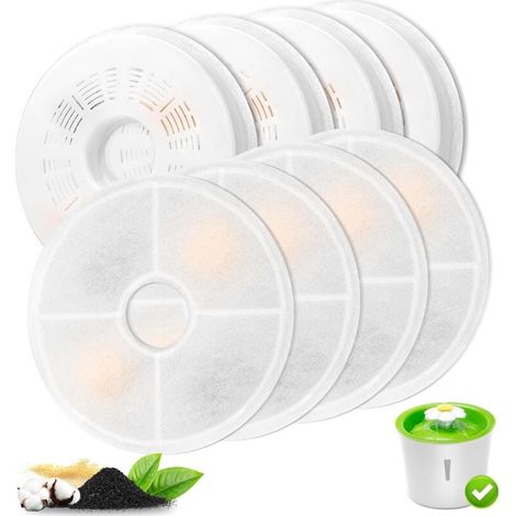 Cat Fountain Filter, 8pcs Replacement Filters for 3L Cat Fountain, Activated Carbon Filter and Ion Exchange Resin, Compatible with 3L Cat Fountain MUMU (1/4)