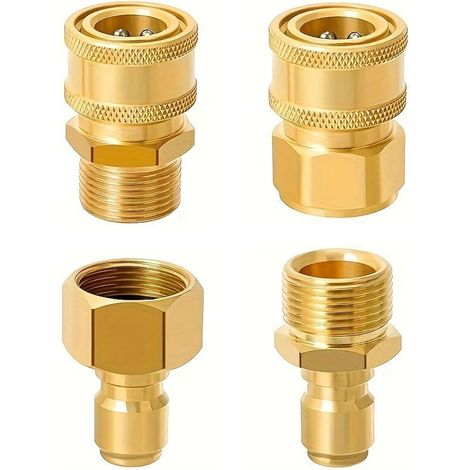 Schnellkupplungsset für Hochdruckreiniger, 4 Schnellkupplungen M22 (14 mm) auf 3/8 Zoll, Messingadapter für Hochdruckreiniger, Schlauch und Pumpe.