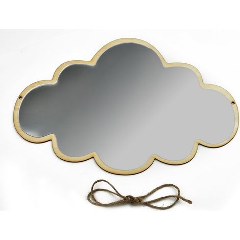 Miroir Décor Forme Nuage - En Bois Plywood Écologique Et Acrylique - Pour Chambre Étudiante Ou Salle De Maquillage - 1 Pièce (1/5)