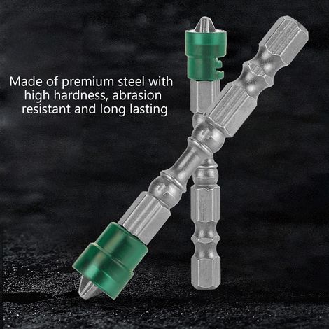 10 embouts de tournevis magnétiques PH2 à tige hexagonale de 1/4 pouce (aimant vert) (1/5)