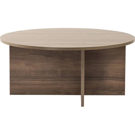 Table basse ronde effet Noyer Ø90 cm - Zelis (1/5)