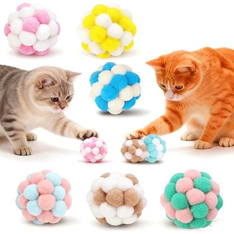 Juguetes para gatos: juego de 6 piezas con cascabeles (suaves y elásticos), Peluche suave, aptos para gatitos y gatos adultos (1/5)