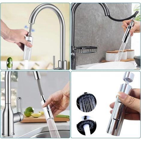 Robinet Cuisine Douchette, Adaptateur Robinet Cuisine, 2 Modes de Robinet Pulvérisateur Extractible, Économiseur d'Eau, Installation Facile (1/3)