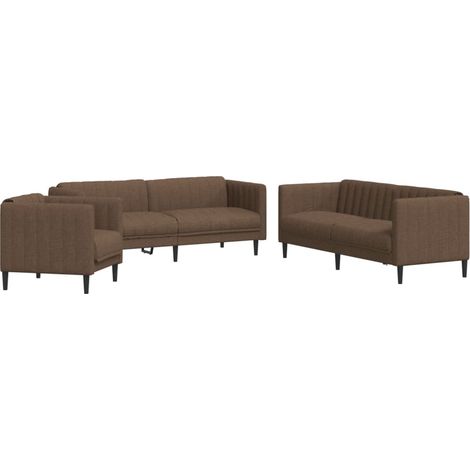 Maison Exclusive - Set di Divani 3 pz Marrone in Tessuto