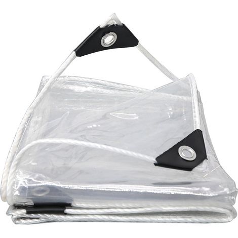 Bâche PVC Transparente 300g/m² - Imperméable Avec Bordure Renforcée - Pour Serre Abri De Jardin Et Camping - Inclut Corde De Fixation (1/5)