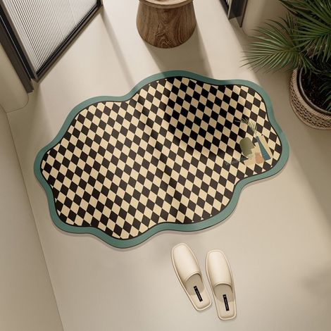Spagol Blue 5080cm Diatom Mud Tapis absorbant à damier irrégulier pour toilettes et salles de bains, antidérapant, en terre de diatomées, pour entrées de salle de bains (1/5)