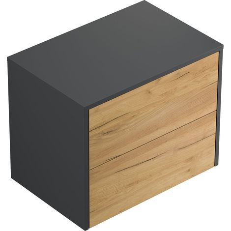 Design Nachttisch Concepto L 60cm hängend, 2 Pushauszüge Grafit Eiche