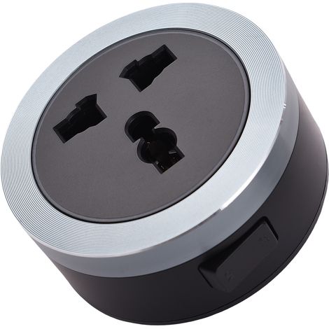 Prise et adaptateur pour rail électrique « Tontop Products », cadre rond en alliage d'aluminium, gris et bleu, génération 3, SP5, prise universelle à LED bleue (1/4)