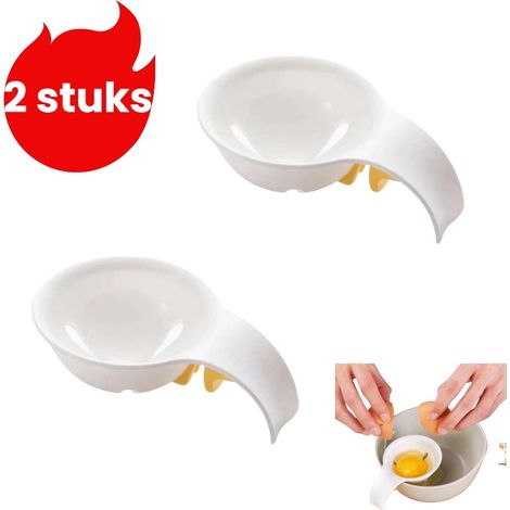 Séparateur de blanc d'œuf et de jaune d'œuf 2 pièces Système de verrouillage pour le maintenir contre le bord d'un bol Blanc (1/5)
