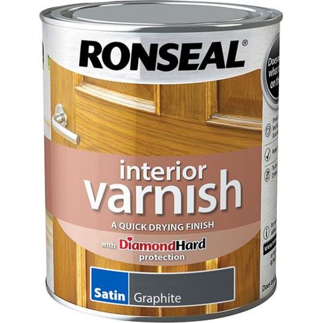 Ronseal Interior Wood Varnish - Graphite - Satin - 750ml