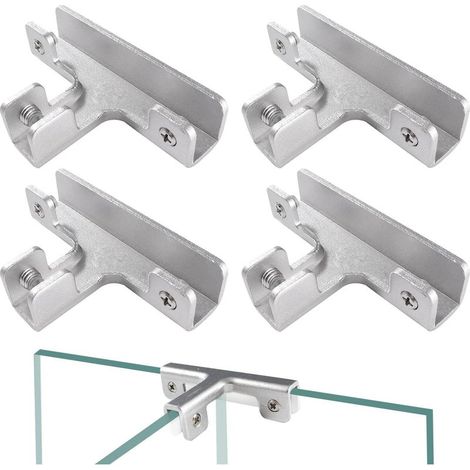 4 Pièces 12.5mm Pince à Verre, Clips a Verre en Alliage D'aluminium, Supports de Serrage Réglables pour Verre, Clip de Fixation du Verre, pour Verre de 10-12 mm D'épaisseur, Forme de T (1/5)