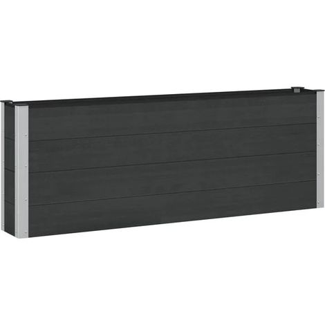 Jardinière haute noire, mesurant 200 x 30 x 72 cm, en WPC et aluminium. (1/5)