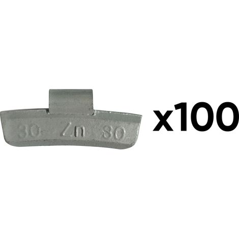 JBM54671 Boîte de 100 contrepoids en zinc avec agrafe de 30 g, spéciale pour jante en alliage