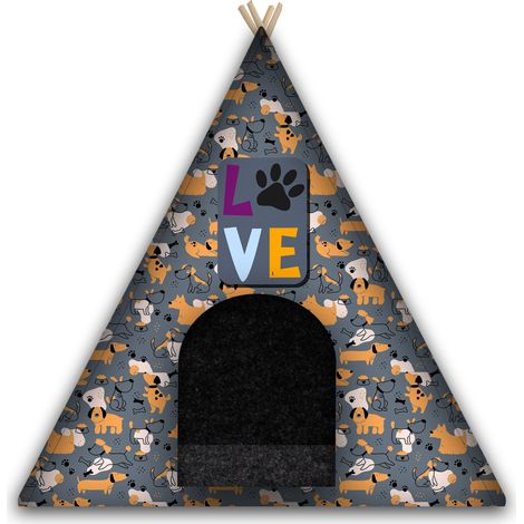Tipi per cani/gatti con cuscino Love Dogs Grigio L (1/5)