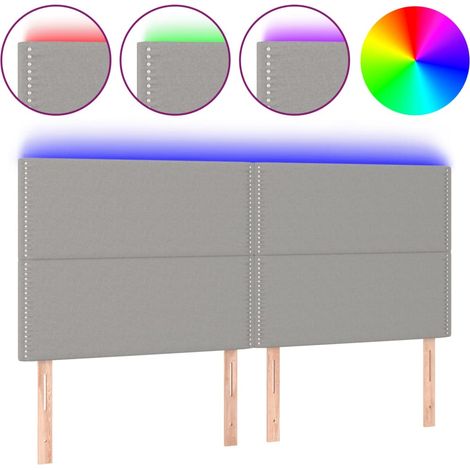 Tête de lit,Panneau décoratif à LED Gris clair 180x5x118/128 cm Tissu CFW8229145 (1/5)
