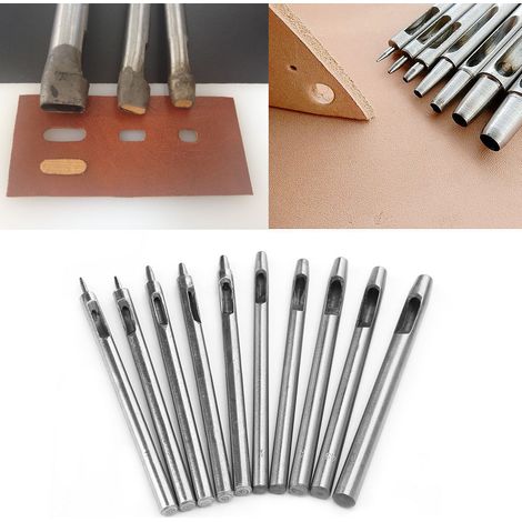Perforateur manuel pour bracelets cuir, 10 pièces poinçons de perçage pour bandes de montre (1/4)