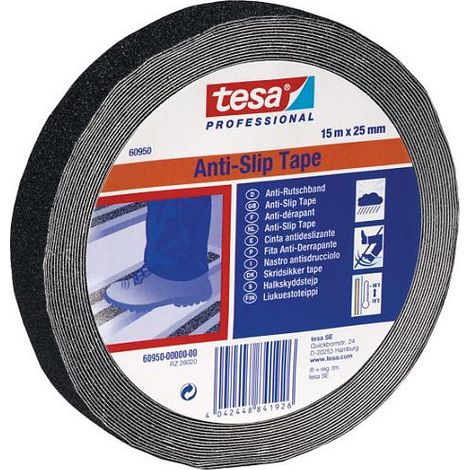 Selbstklebendes Antirutschband für Treppen, Tesa, 15 m x 25 mm, schwarz