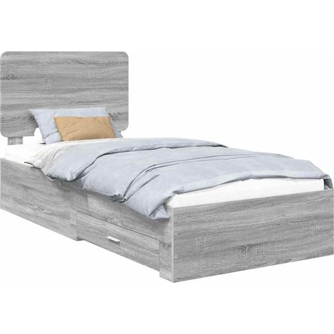 Estructura de cama Gris Sonoma 90 x 200 cm Madera de ingeniería vidaXL