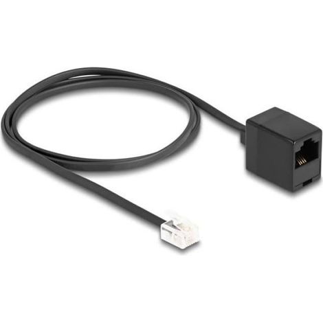 Câble Téléphonique - RJ11 Mâle vers RJ45 Femelle - 1 Mètre - Catégorie 5e - Noir (1/2)