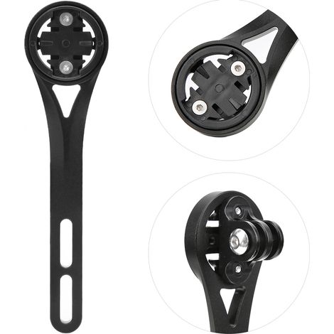 Support de fixation GPS pour vélo en métal - Compatible Garmin, Bryton, Wahoo - Montage guidon - Noir (1/5)