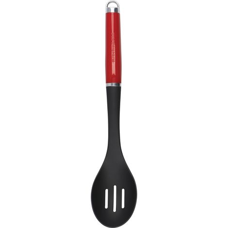 KitchenAid Cucharón de Rejilla de Cocina con Mango Ergonómico, Negro y Rojo